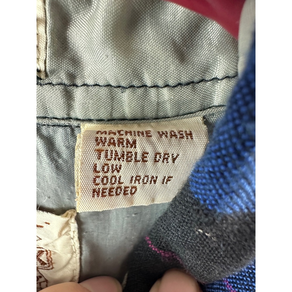 Vintage Dry Goods Saugatuck Plaid‎ Flannel Shirt Men's L Blue Black Check Button - Picture 4 of 10